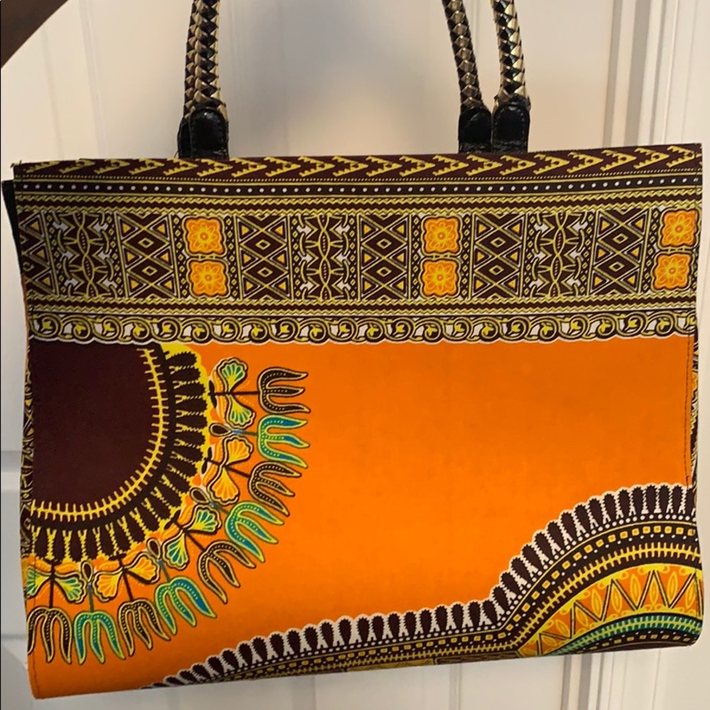 Spacious orange and brown purse